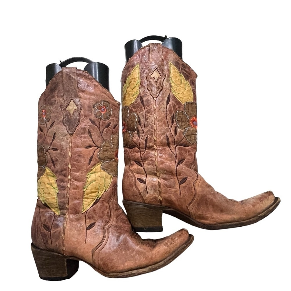 Corral Women's Daisy Overlay Cowgirl Boot Snip Toe - size US 9.5